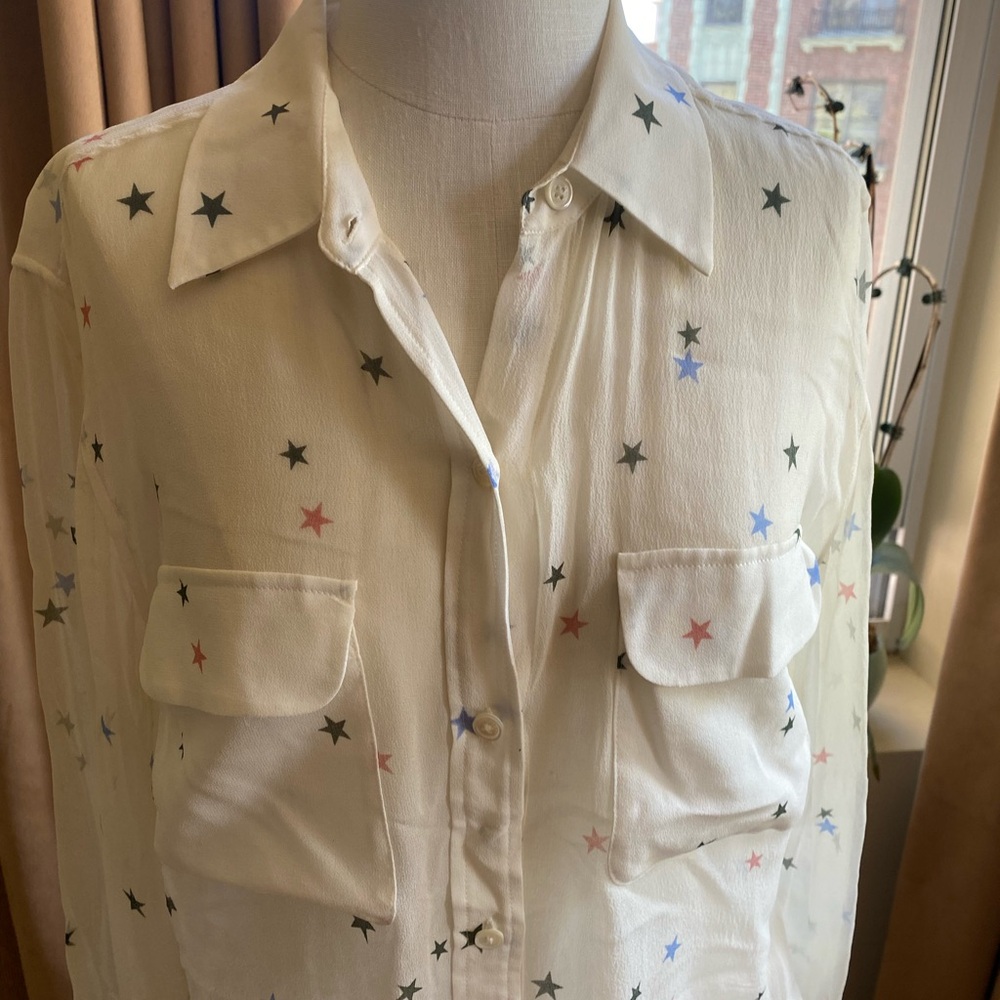 Equipment Star Patterned Sheer Blouse - image 2